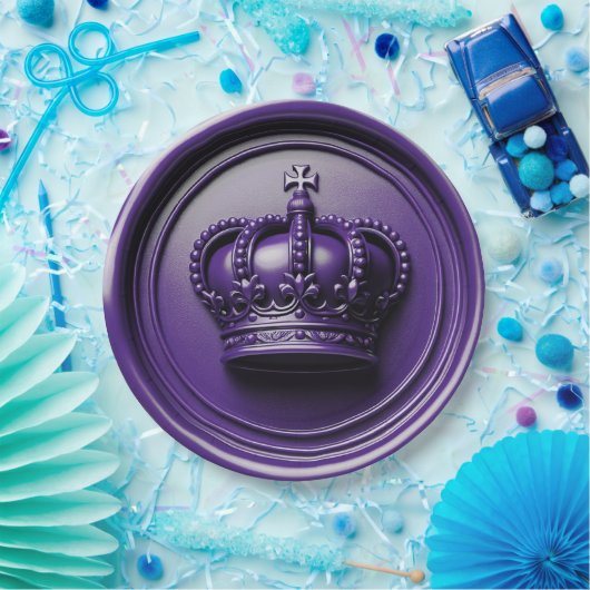 Koninklijke Paarse Kroon Was Zegel Verjaardag Trou Papieren Bordje (Feest)