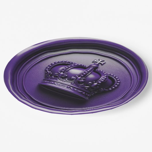 Koninklijke Paarse Kroon Was Zegel Verjaardag Trou Papieren Bordje (Gekanteld)