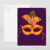 Koninklijke paarse maskermaskers mardi gras briefkaart (Voorkant / Achterkant)