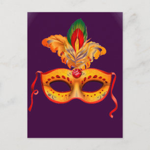 Koninklijke paarse maskermaskers mardi gras briefkaart