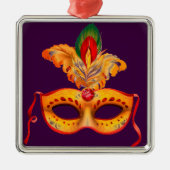 Koninklijke paarse maskermaskers mardi gras metalen ornament (Voorkant)