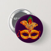Koninklijke paarse maskermaskers mardi gras ronde button 5,7 cm (Voorkant /achterkant)