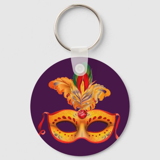 Koninklijke paarse maskermaskers mardi gras sleutelhanger (Voorkant)