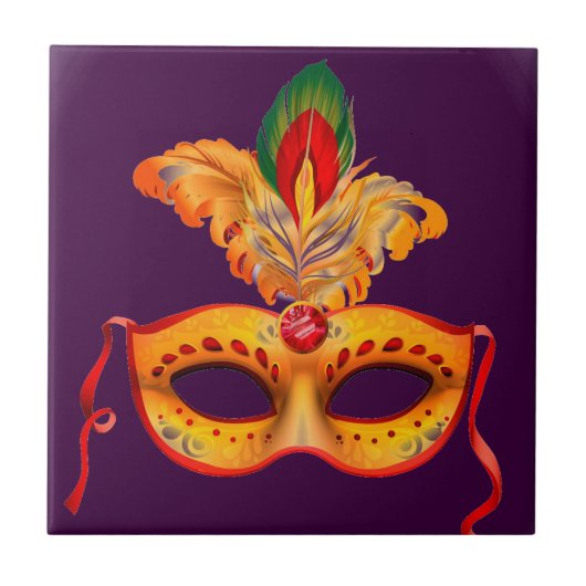 Koninklijke paarse maskermaskers mardi gras tegeltje (Voorkant)