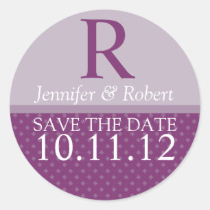 Koninklijke Paarse monogram Envelope Seals Ronde Sticker