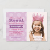Koninklijke Paarse-prinses Girl Foto Birthday Kaart (Voorkant)