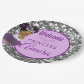 Koninklijke Paarse prinses | Zilverglitter Papieren Bordje (Gekanteld)