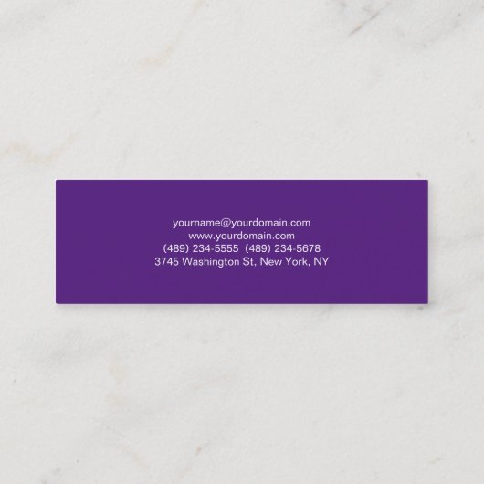 Koninklijke Paarse speciale minimalistische afbeel Mini Visitekaartje (Achterkant)