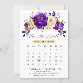 Koninklijke Paarse Violet Gold-kalender Bewaar de  Save The Date