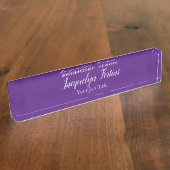 Koninklijke Paarse vlakte Elegant Modern Minimalis Naambordje (Zijkant)