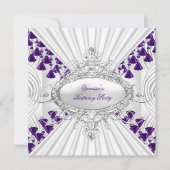 Koninklijke Paarse witte diamantkralen - Birthday Kaart (Voorkant)