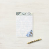 Koninklijke pauw en hortensia gepersonaliseerd post-it® notes (Op bureau)
