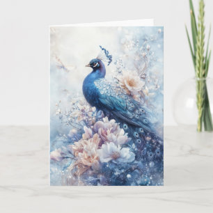 Koninklijke Pauw Genesteld Tussen Delicate Bloemen Kaart