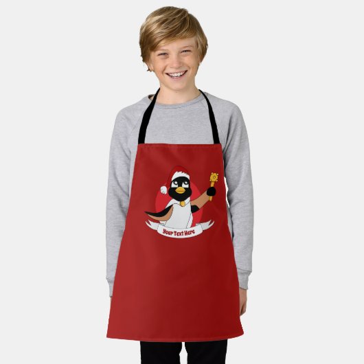 Koninklijke pinguïn kerstcartoon Apron Schort (Gedragen)