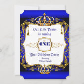 Koninklijke Prins 1e verjaardag Blauwe Goudkroonpr Kaart (Voorkant)