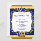 Koninklijke Prins 1st Birthday Blue  Gold Crown Kaart (Achterkant)