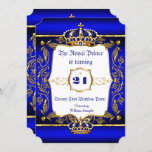 Koninklijke Prins 21st Birthday Blue  Gold Crown Kaart<br><div class="desc">21ste verjaardag prins mannen man Jongen Royal blue en Damask Faux  Gold voor een jongen. Prins. Goudkroon. Met een gouden trim. Faux Gold Foil Boy</div>