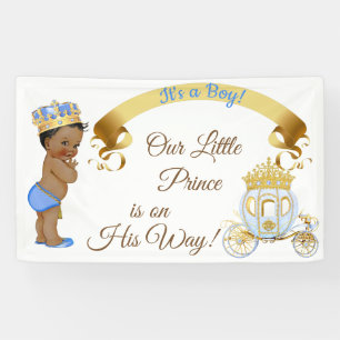 Koninklijke Prins Baby Jongen Kar Blaauw Goud Spandoek
