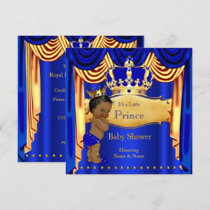 Koninklijke Prins Baby Shower Blauwe Gouden Kroon Kaart