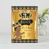Koninklijke Prins Baby Shower Zwart Goud Etnische  Kaart (Staand voorkant)