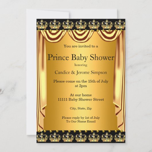 Koninklijke Prins Baby Shower Zwart Goud Etnische  Kaart (Achterkant)