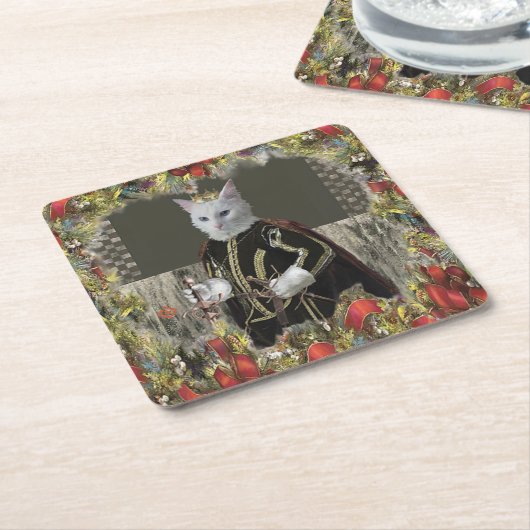 Koninklijke Prins Cat Kerstmis Kartonnen Onderzetters (Schuin)