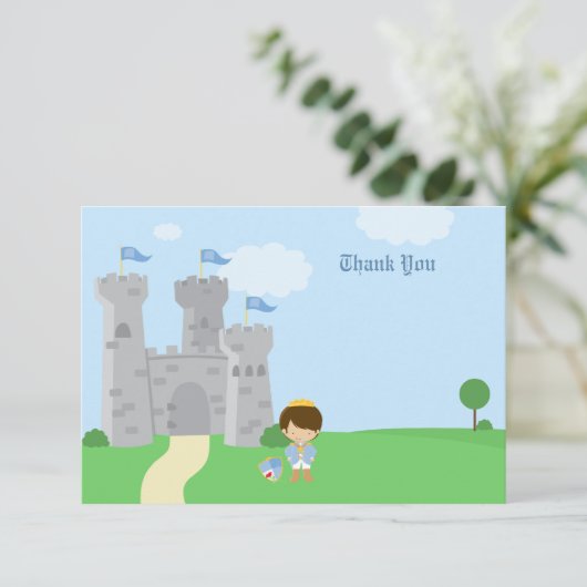 Koninklijke prins charmante jongens verjaardag dan bedankkaart (Staand voorkant)