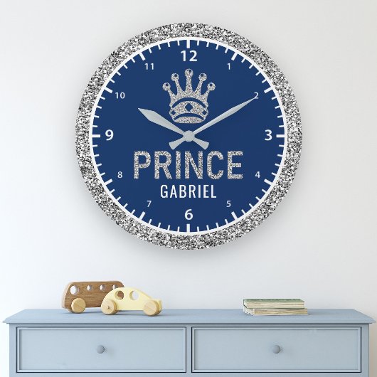 Koninklijke Prins Faux Silver Glitter Crown Boys R Grote Klok