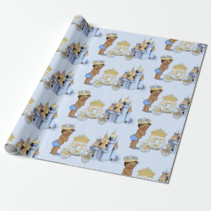 Koninklijke Prins Kastel Koets Blauw Goud Jongen Cadeaupapier