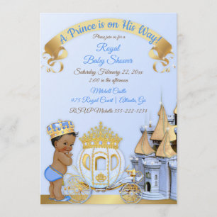 Koninklijke Prins Kastel Koets Blauw Goud Jongen Kaart