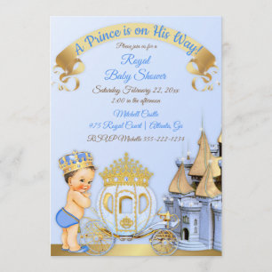 Koninklijke Prins Kastel Koets Blauw Goud Jongen Kaart