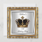 Koninklijke Prins Koning Kroon Goud Zilver Verjaar Kaart (Voorkant)