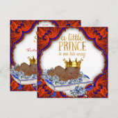 Koninklijke Prins Rood Blauw en Goud Baby shower Kaart (Voorkant / Achterkant)