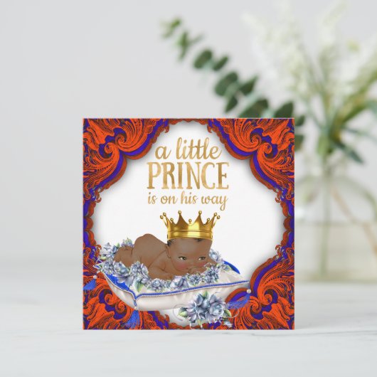 Koninklijke Prins Rood Blauw en Goud Baby shower Kaart (Staand voorkant)