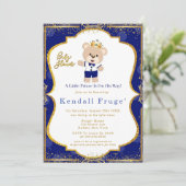 Koninklijke Prins Teddy Bear Baby Boy - Uitnodigin (Staand voorkant)