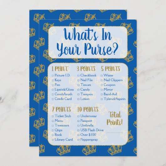 Koninklijke Prins wat is er in uw Purse Baby showe Kaart (Voorkant / Achterkant)