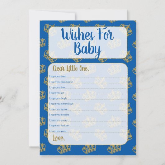 Koninklijke Prins wenst Baby shower blauw Kaart (Voorkant)