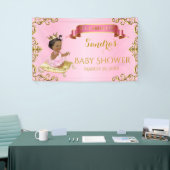 Koninklijke Prinses Baby Meisje op Kussen Roze Gou Spandoek (Beurs)