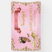 Koninklijke Prinses Baby Meisje op Kussen Roze Gou Spandoek (Verticaal)