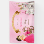 Koninklijke Prinses Baby Meisje op Kussen Roze Gou Spandoek (Verticaal)