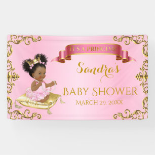 Koninklijke Prinses Baby Meisje op Kussen Roze Gou Spandoek