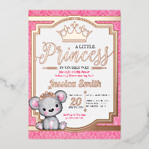 Koninklijke Prinses Baby Shower Folie Uitnodiging