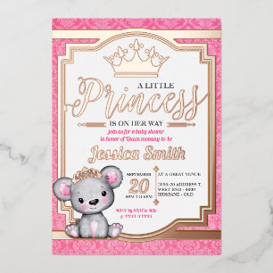 Koninklijke Prinses Baby Shower Folie Uitnodiging