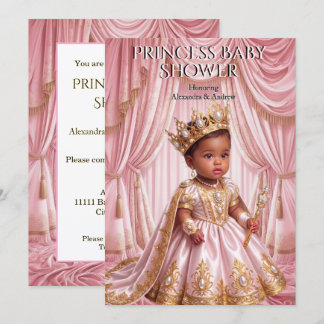 Koninklijke Prinses Baby Shower Roze Gouden Tiara  Kaart