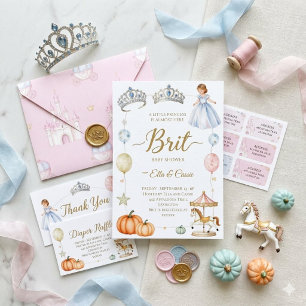 Koninklijke Prinses Baby Shower Uitnodiging, Roze  Kaart