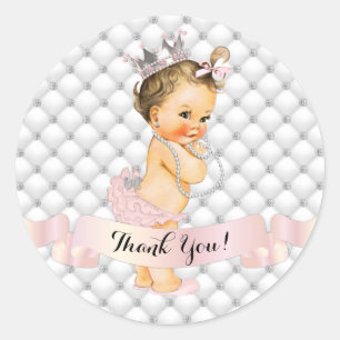 Koninklijke Prinses Diamanten Juwelen Kroon Roze B Ronde Sticker