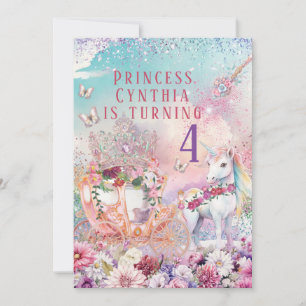 Koninklijke Prinses Eenhoorn Verjaardagsfeest Uitn Kaart