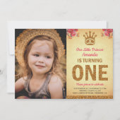 Koninklijke prinses Foto Gold First Birthday Kaart (Voorkant)