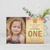 Koninklijke prinses Foto Gold First Birthday Kaart (Staand voorkant)