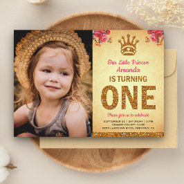 Koninklijke Prinses Foto Goud Eerste Verjaardagsfe Kaart